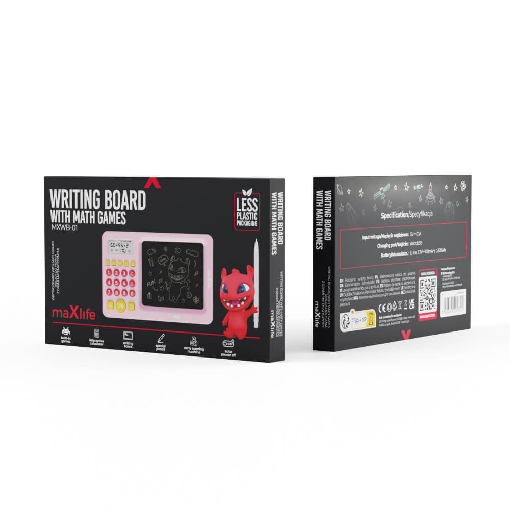 Maxlife MXWB-01 Kinder Schreibtafel mit Taschenrechner – Pink - MIZO.at