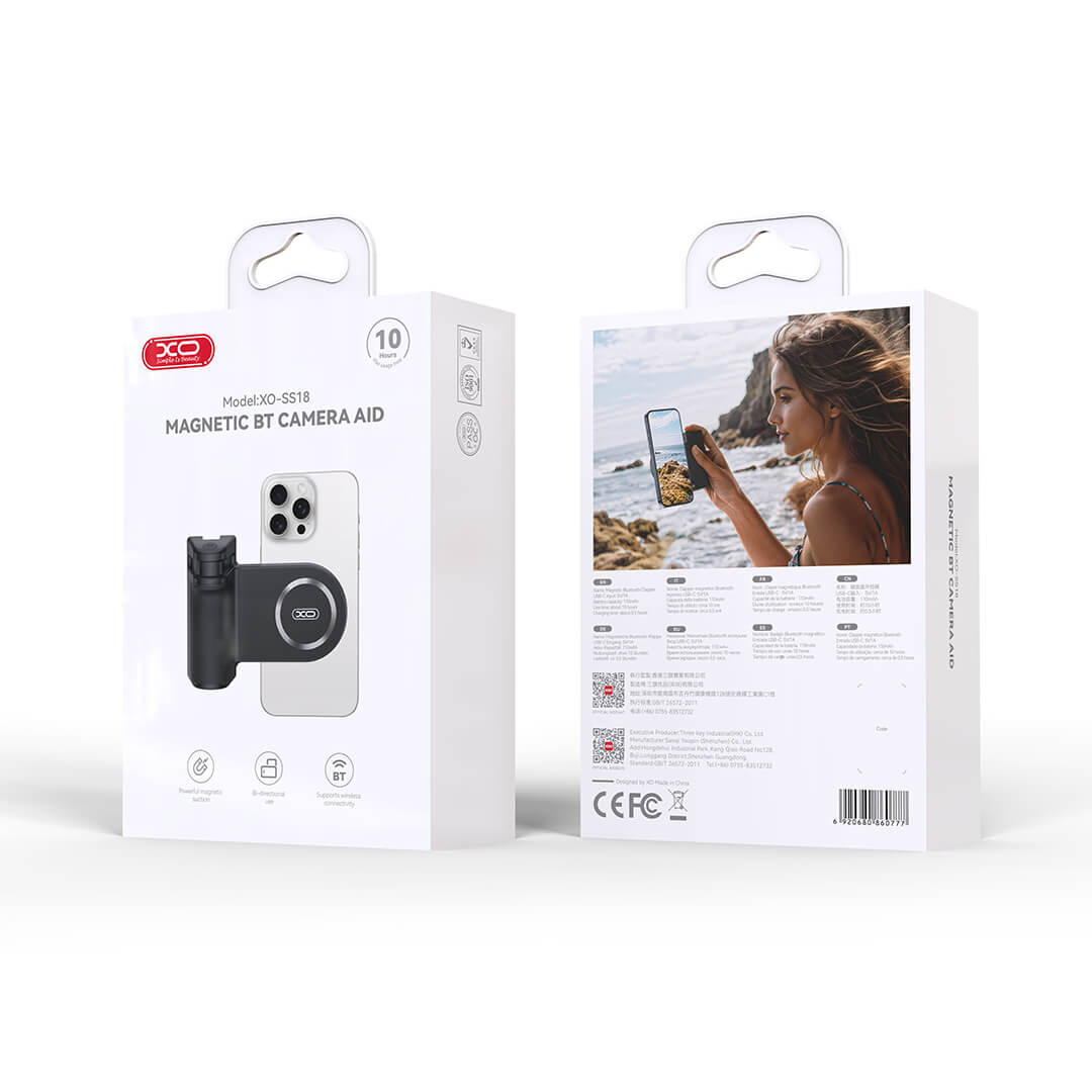 XO SS18 Magnetischer Selfie Stick Schwarz | MagSafe & Bluetooth-Auslöser - MIZO.at