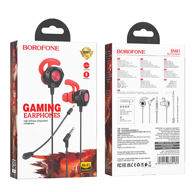 Happy Gaming Kopfhörer mit Mikrofon BM81 | Schwarz, 10mm, 3.5mm Klinke - MIZO.at