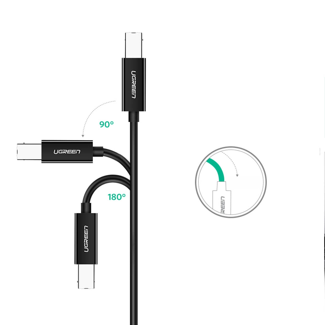 Ugreen USB-C zu USB-B Drucker Kabel – 2m 480Mbps Schwarz - MIZO.at