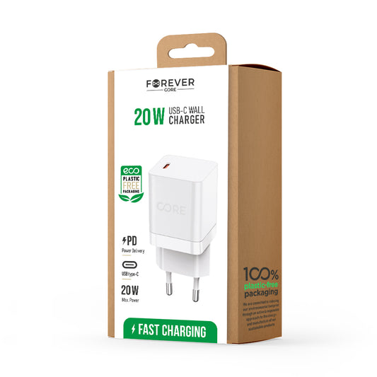 Forever CORE SMART PD Charger | 20W USB-C Fast Charging - MIZO.at
