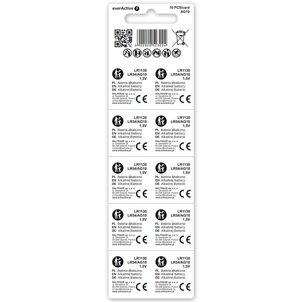 10er Pack everActive AG10 Mini Alkaline Batterie LR1130 LR54 - MIZO.at