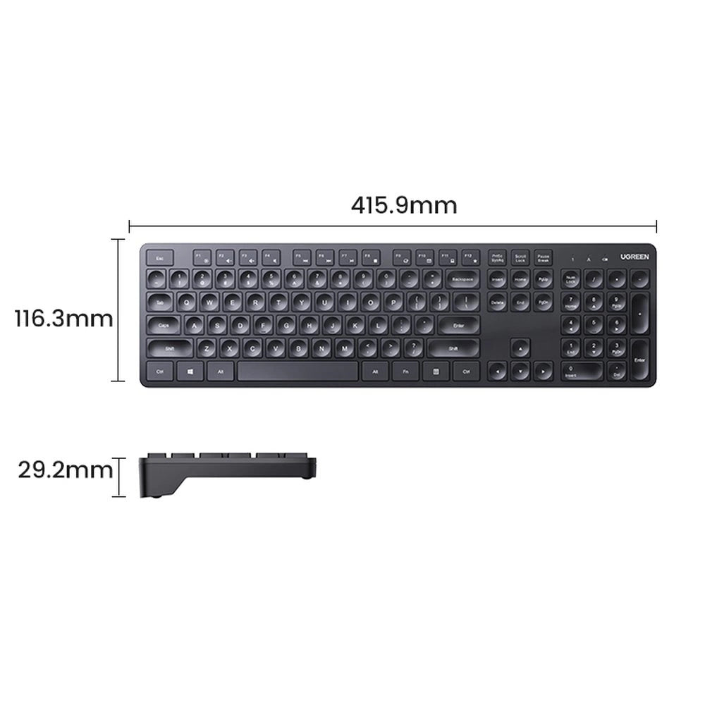 UGREEN Kabellose 2,4 GHz Tastatur – Vollformat mit Ziffernblock - MIZO.at