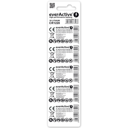 5er Pack everActive CR1220 Lithium Knopfzellen 3 V - MIZO.at