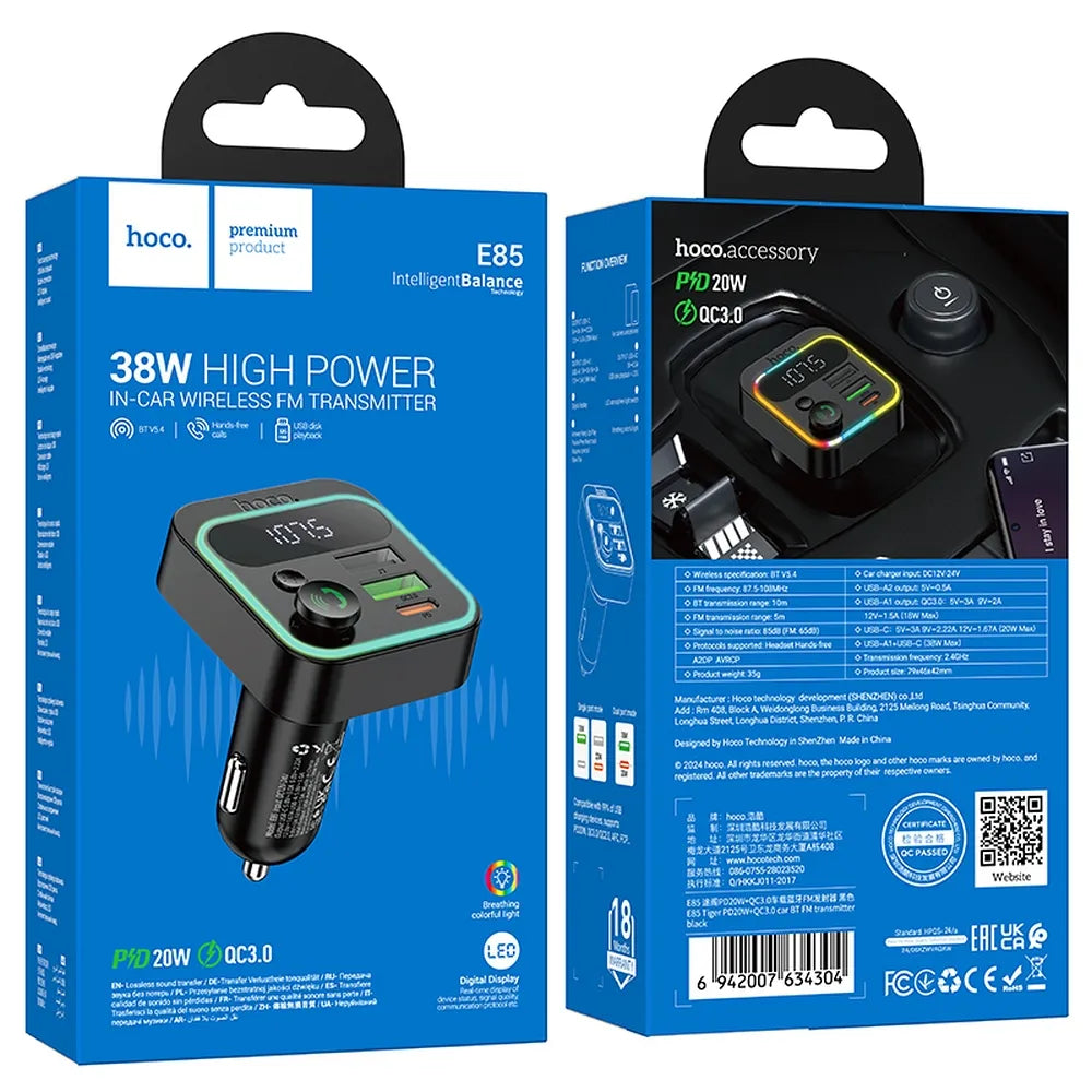 HOCO E85 FM Bluetooth Transmitter Auto Adapter Car FM Bluetooth - MIZO.at