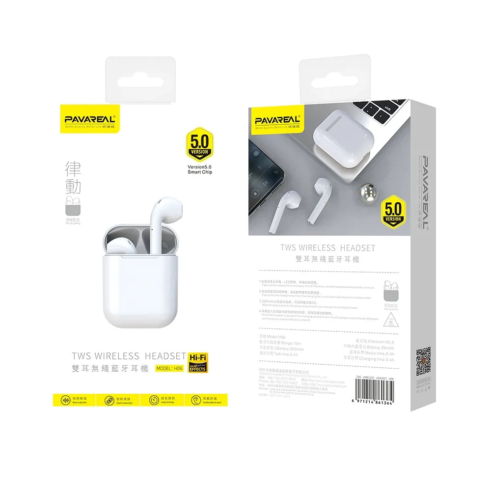 Pavareal True Wireless Ohrhörer – Weiß Komfortabel Klarer Sound - MIZO.at