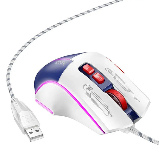 HOCO Gaming Wired USB A Computer Mouse 3600DPI White Blue - MIZO.at