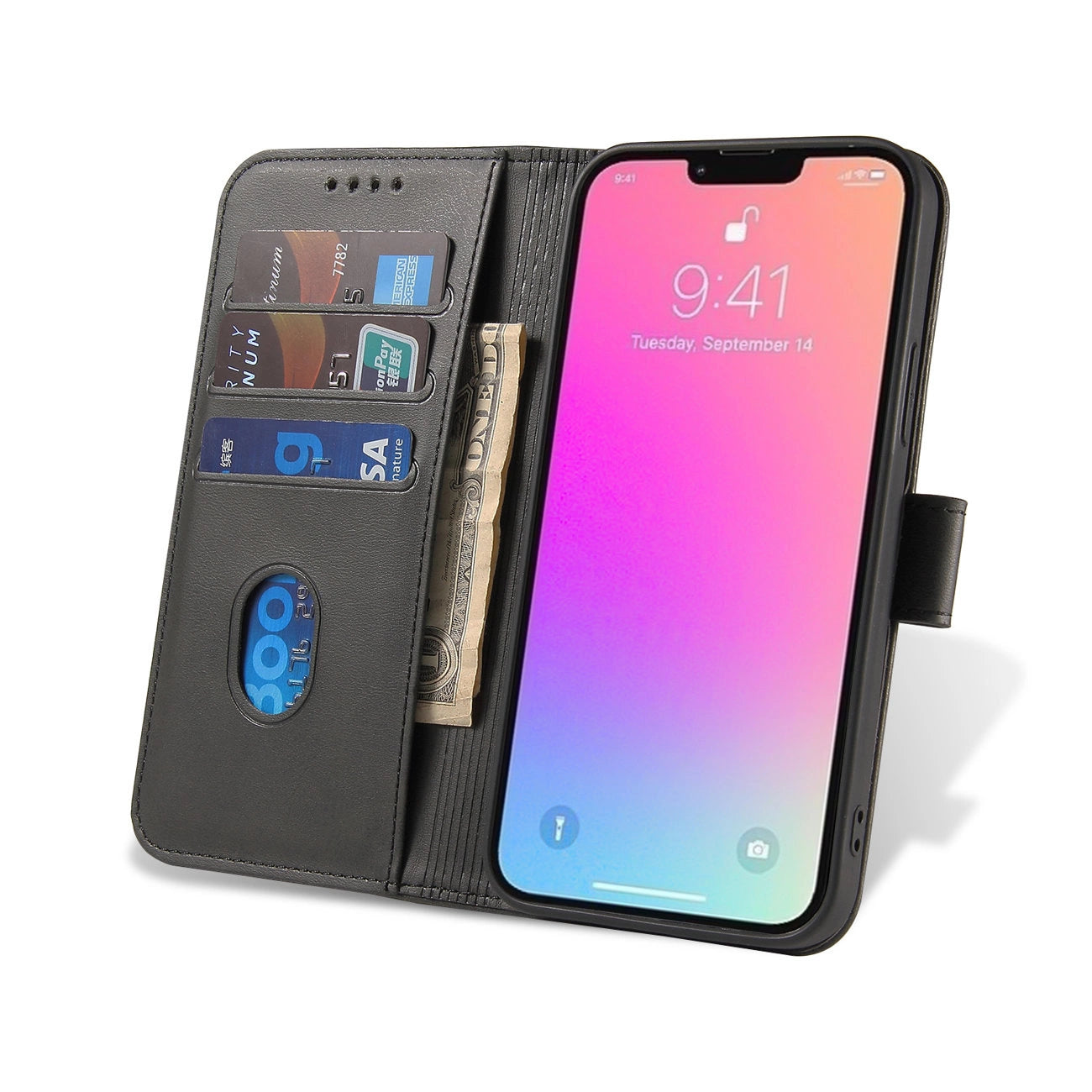 iPhone 15 Pro Max Magnet Flip Case Schwarz - MIZO.at