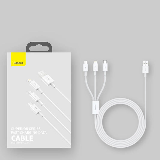 Baseus 3-in-1 USB Cable | Lightning, USB Type-C & Micro USB - MIZO.at
