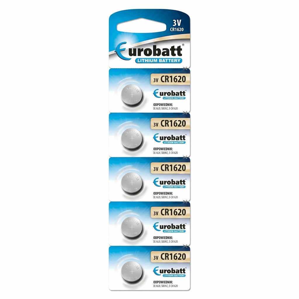5er Pack Eurobatt CR1620 Lithium Knopfzellen 3V - MIZO.at