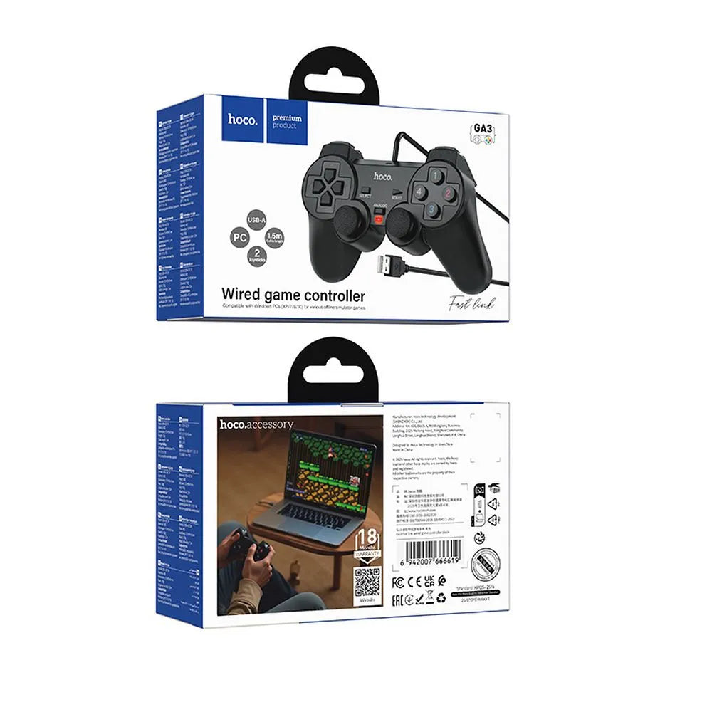 HOCO GA3 Fast Link Wired Gamepad PC Schwarz - MIZO.at