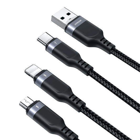 Joyroom 3-in-1 Multi-Use Cable | 30cm, Black, Universal Charging - MIZO.at
