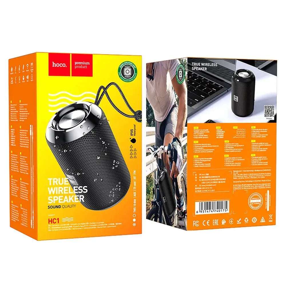 HOCO HC1 Bluetooth Lautsprecher 5.0 – Tragbarer Sound Schwarz - MIZO.at