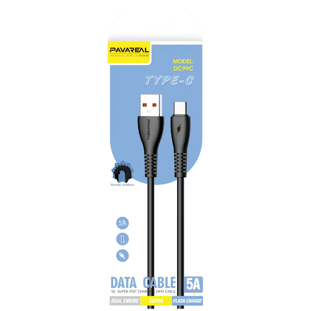 Pavareal USB zu USB-C Kabel – Schwarz Schnellladung Datensync - MIZO.at