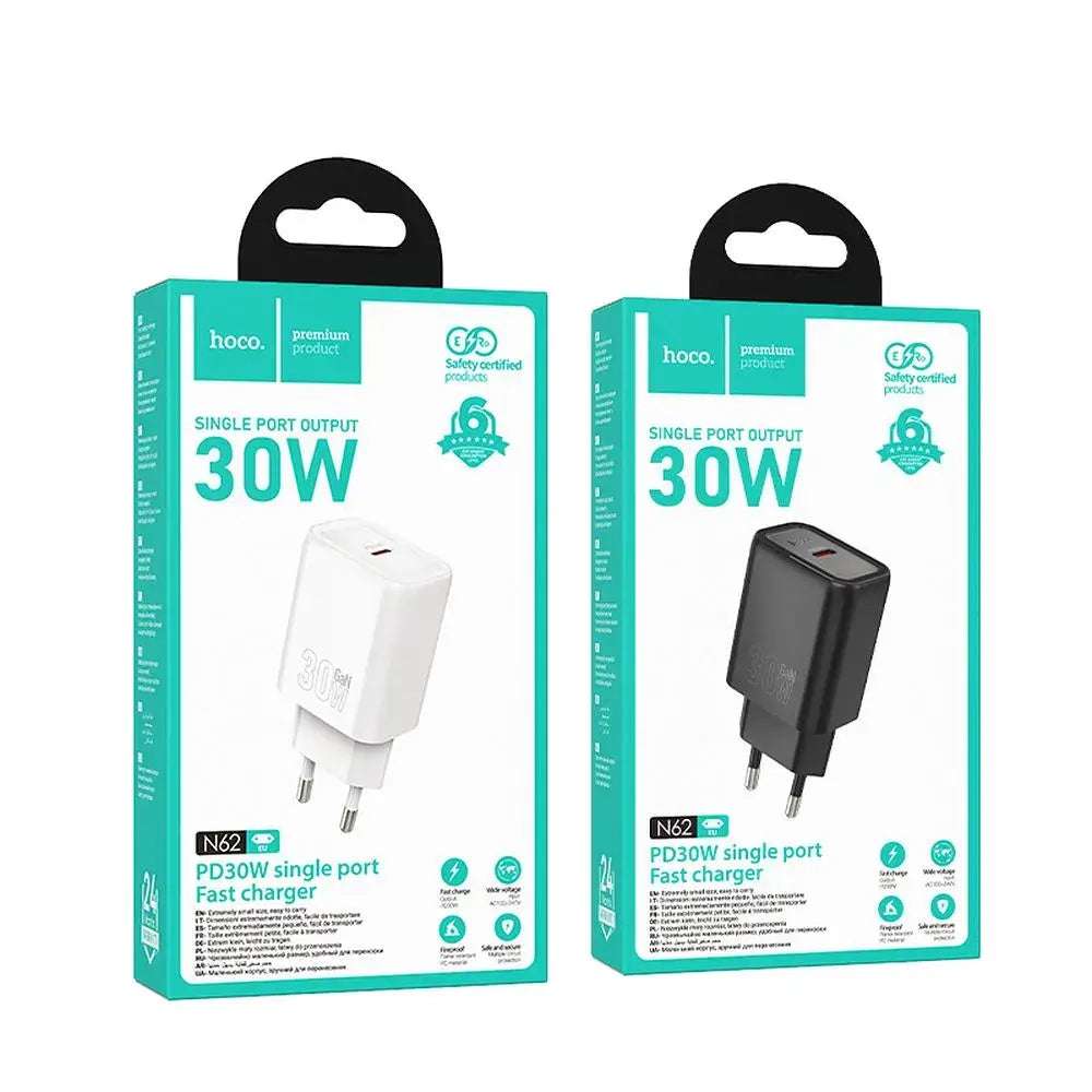 HOCO 30W USB-C Wandladegerät N62 Weiß – Power Delivery Schnellladung - MIZO.at