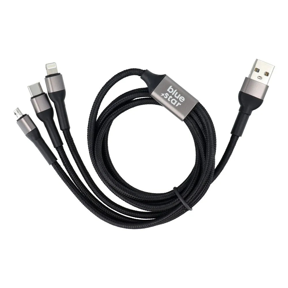 Blue Star 3-in-1 Ladekabel – Vielseitig Langlebig Schnellladung - MIZO.at
