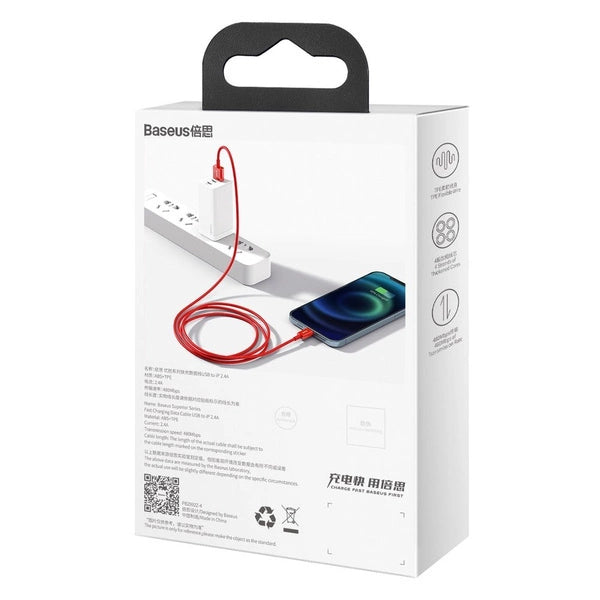 Lightning Schnellladekabel, 1 m Rot – 2,4A Kompakt Ladekabel - MIZO.at