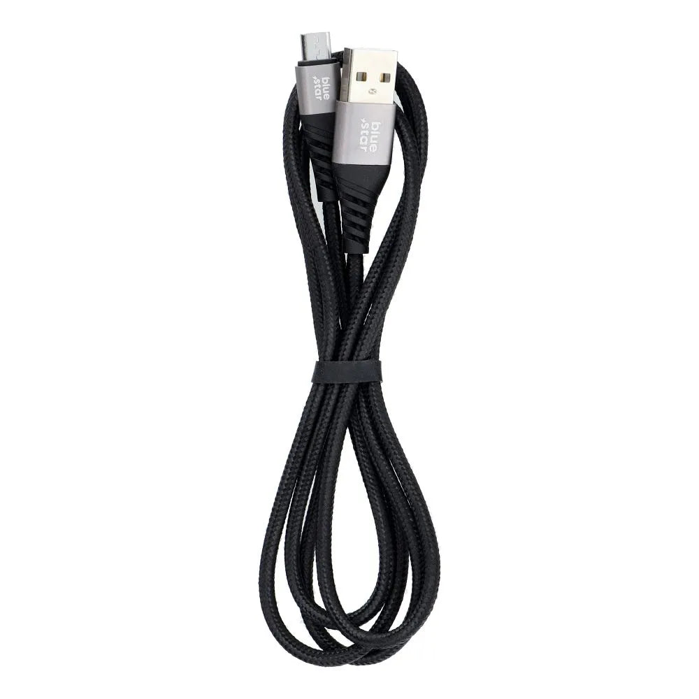 Blue Star Micro USB Kabel – 1,2m Schwarz Schnellladung Datensync - MIZO.at
