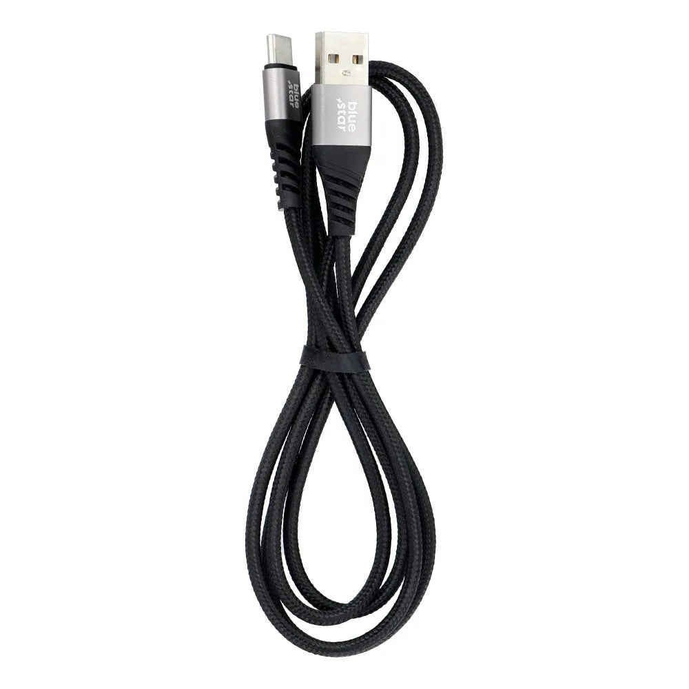 Blue Star USB-C Kabel – 1,2m Schwarz Schnellladung Datensync - MIZO.at