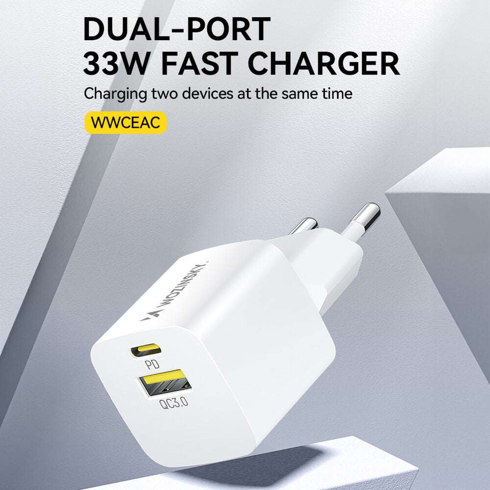 Wozinsky WWCEAC 33W GaN Ladegerät USB-A + USB-C Weiß - MIZO.at