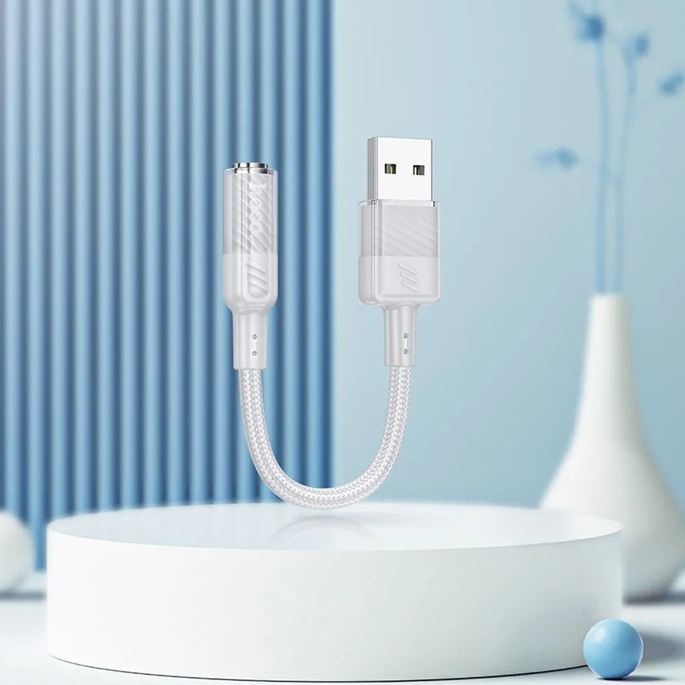 Hoco Aux USB zu 3,5mm Jack Adapter – Grau Kompatibel Praktisch - MIZO.at
