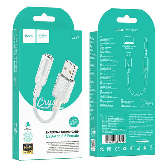 Hoco AUX USB to 3.5mm Jack Adapter | Grey - MIZO.at