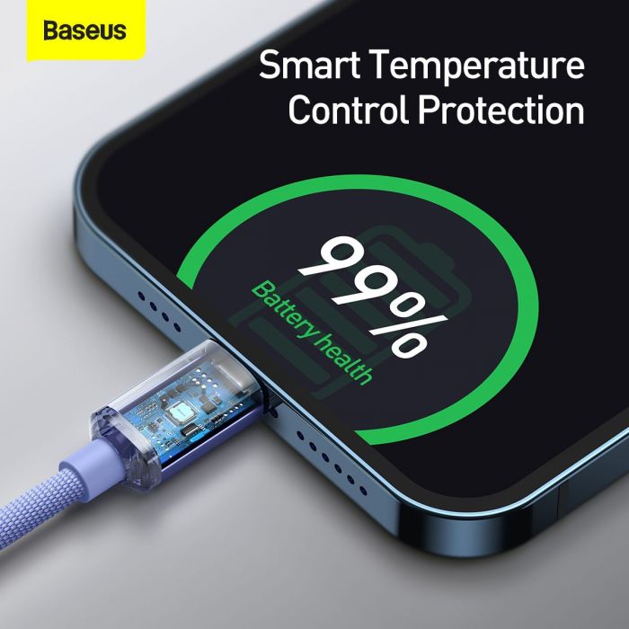 iPhone Ladekabel USB C auf Lightning 20W Schnellladen 1,2 m Baseus Lila - MIZO.at