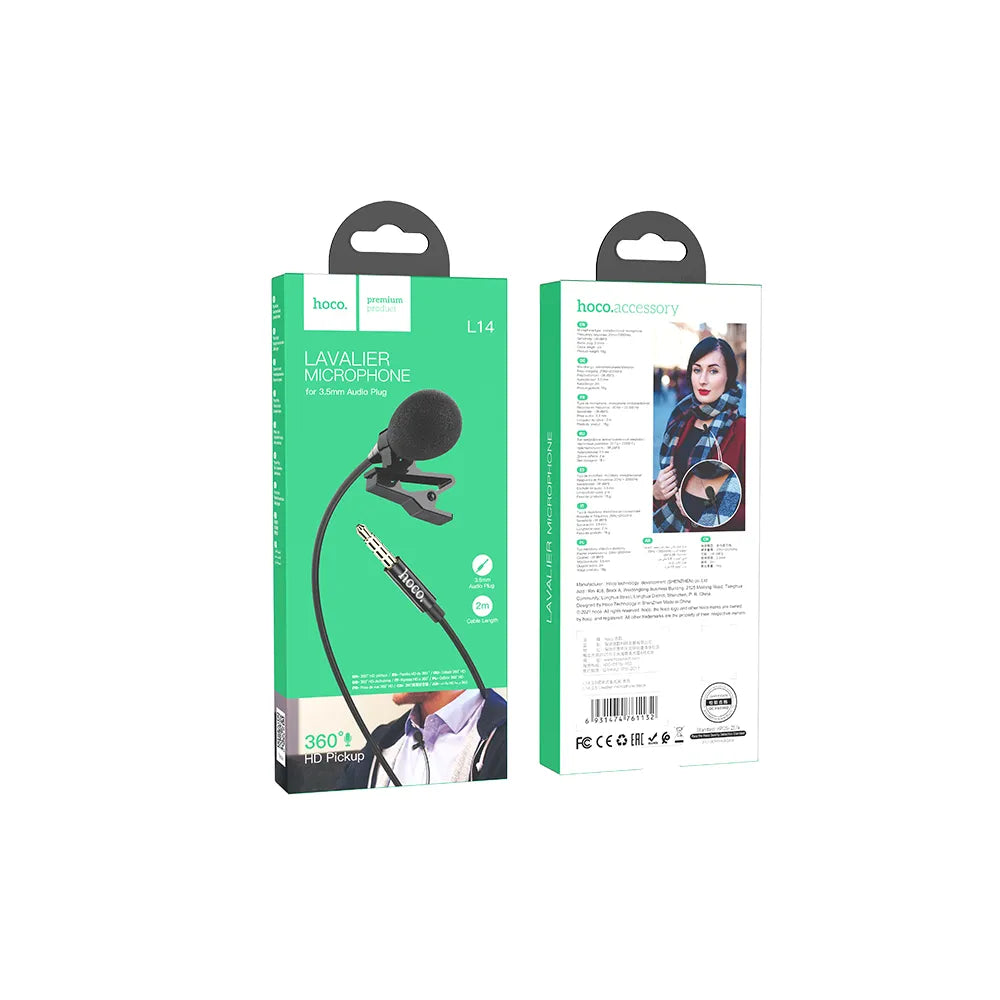 Hoco L14 Lavalier Mikrofon – 3,5mm Klinke Mobile Clip-On Mic - MIZO.at