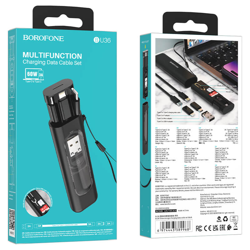 Borofone Adapter-Set | Type-C Kabel, 3 Adapter & SIM-Key - MIZO.at
