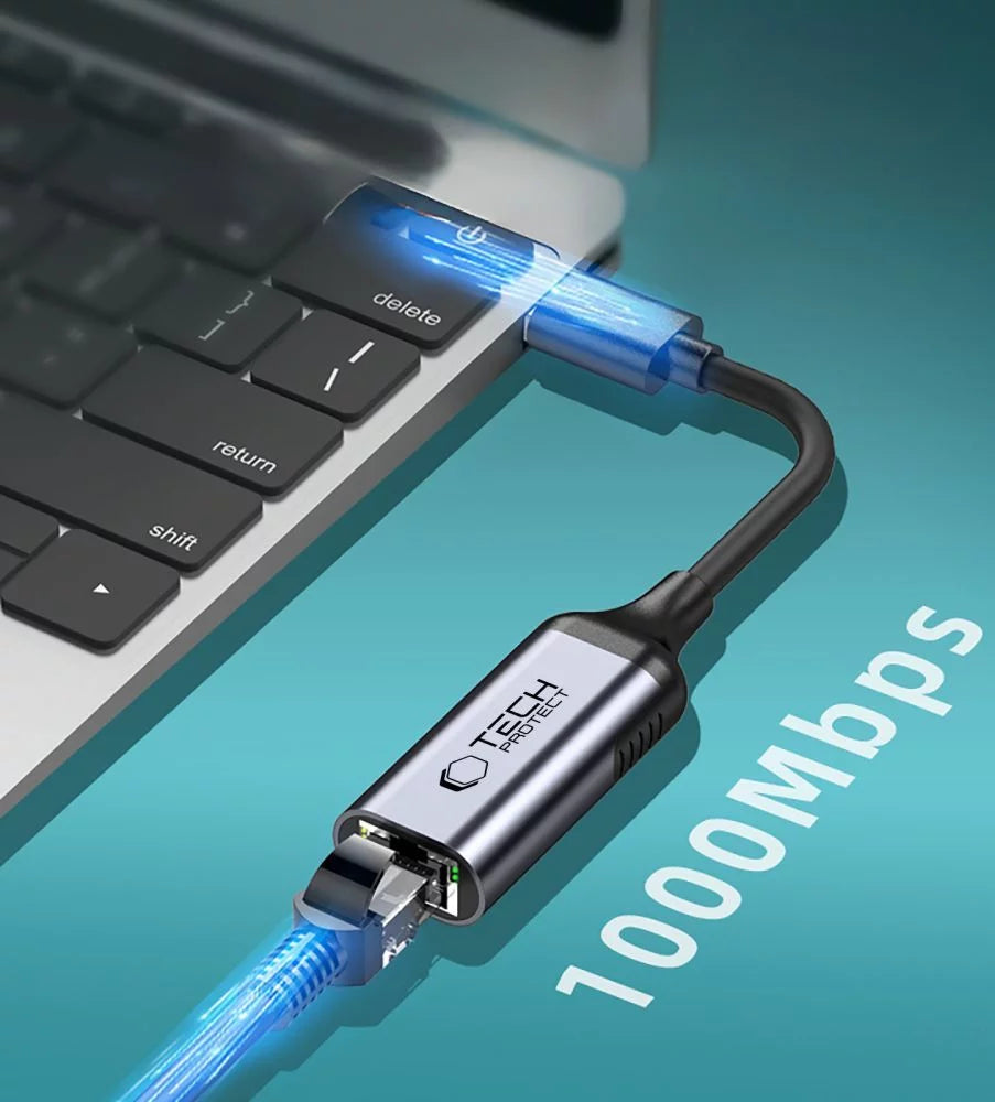 Tech-Protect UltraBoost Gigabit LAN Adapter USB 3.0, Schwarz - MIZO.at