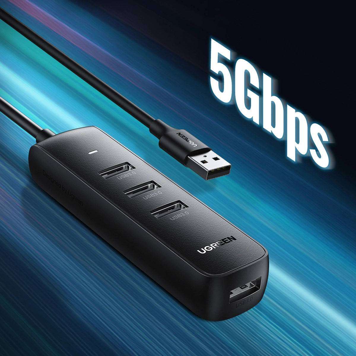 Ugreen 4-in-1 USB Hub Silber – USB-A 3.0, USB-C, 5Gbps - MIZO.at