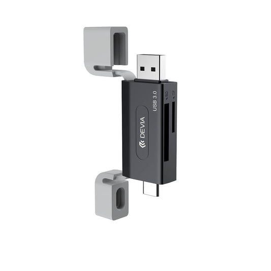 Devia EL240 2-in-1 Card Reader USB/USB-C 3.0 – Black - MIZO.at