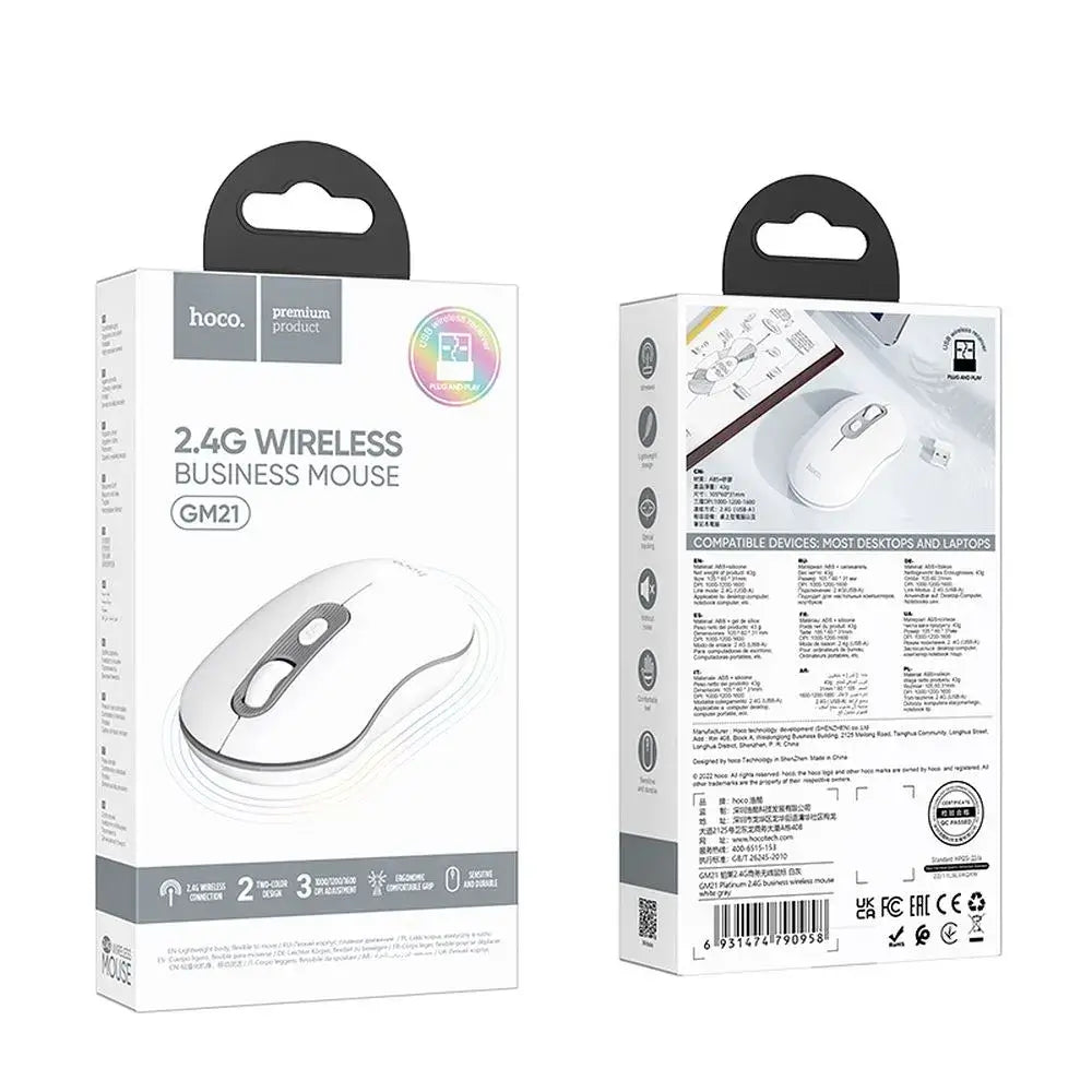 HOCO GM21 Wireless Maus 2.4G – 1600 DPI Optische Computermaus Weiß - MIZO.at