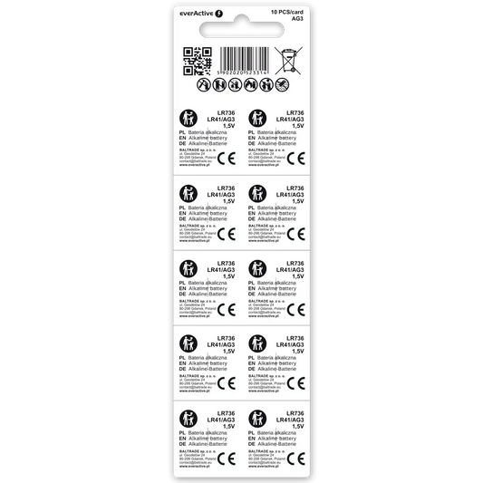 everActive LR41 AG3 Alkaline Knopfzellen 10er Pack - MIZO.at
