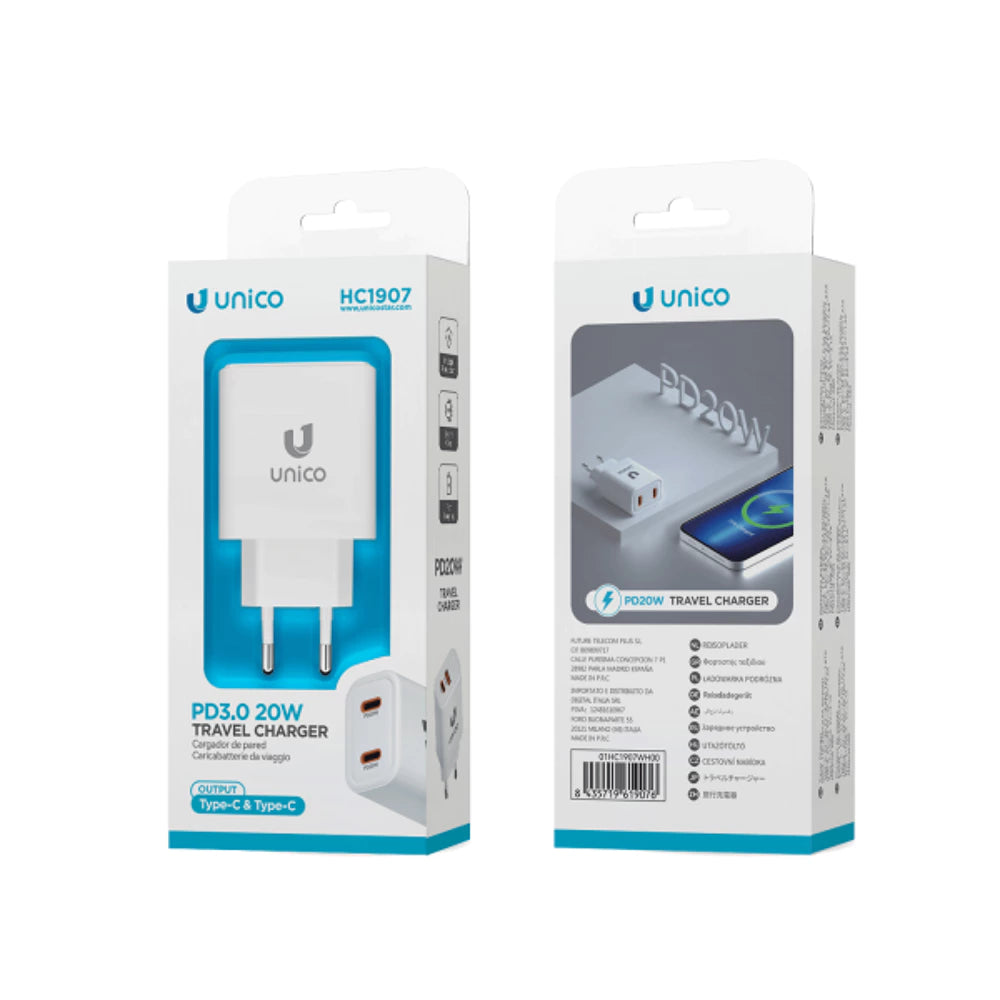HC1907 Dual USB-C PD 20W Schnellladegerät Weiß - MIZO.at