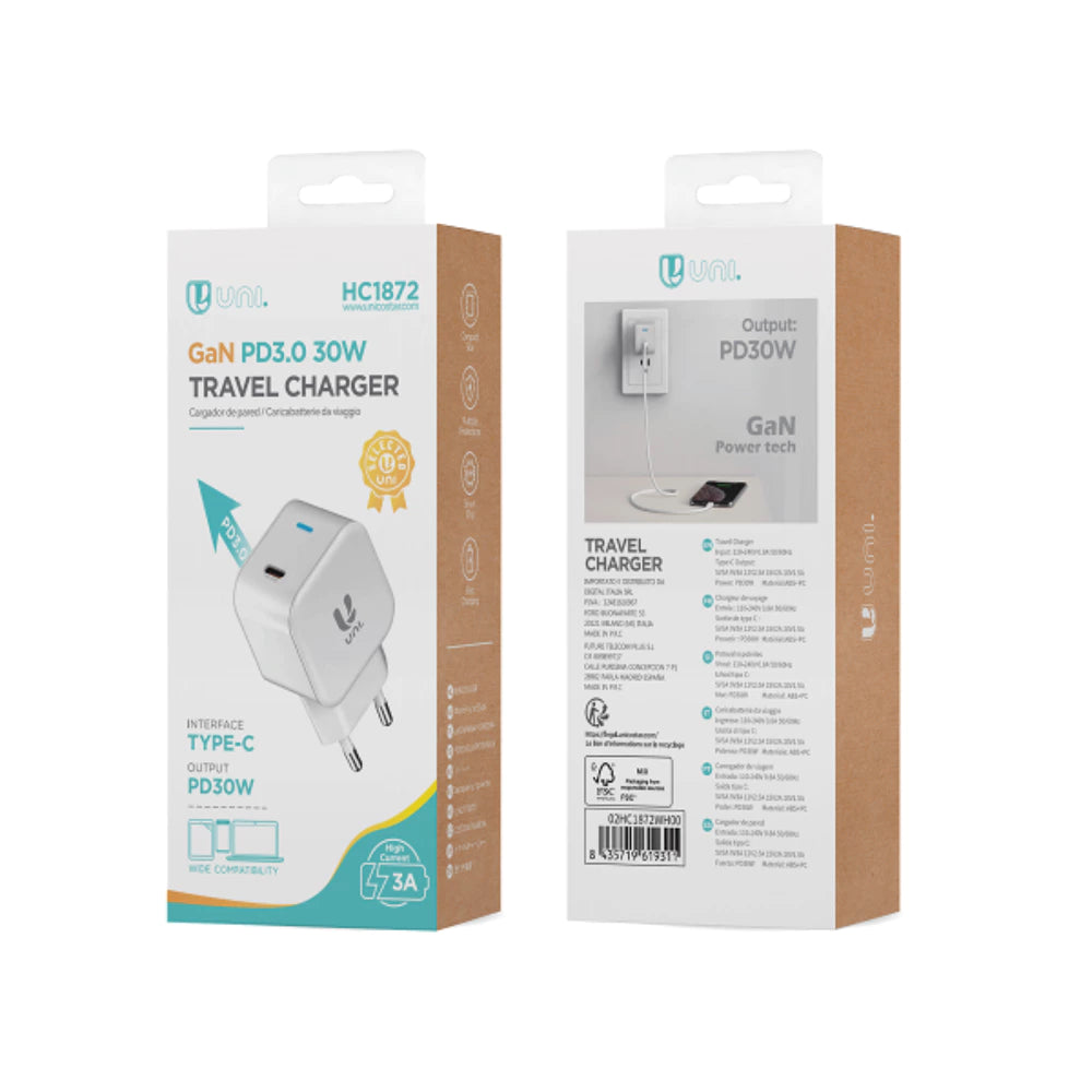 HC1872 USB-C PD3.0 30W GaN Schnellladegerät Weiß - MIZO.at
