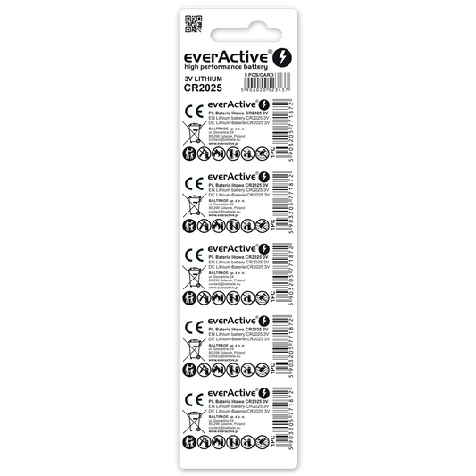 everActive CR2025 Lithium Batterien 5er Pack – 3,0V Knopfzellen - MIZO.at