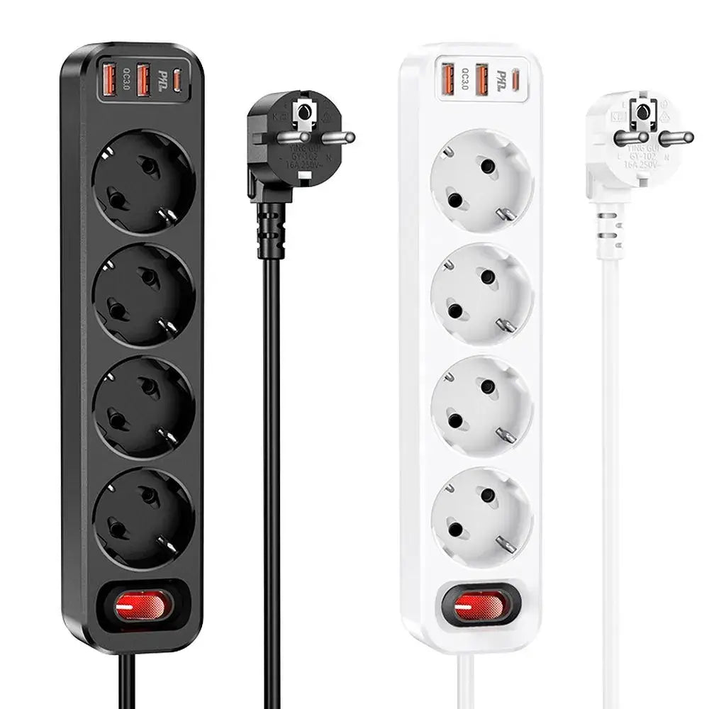 Hoco Steckerleiste 1,8m 4 Steckdosen 2x USB-A USB-C QC PD Weiß - MIZO.at