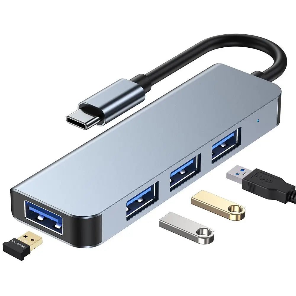 Tech-Protect V1 4in1 USB-C Hub 4x USB-A (1x 3.0) Grau Robust - MIZO.at