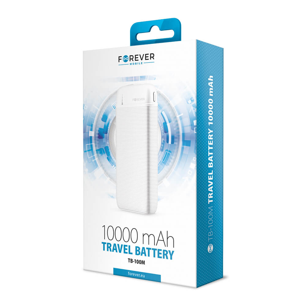 Forever TB-100M Power Bank 10000mAh Weiß | Slim Design & USB-C - MIZO.at