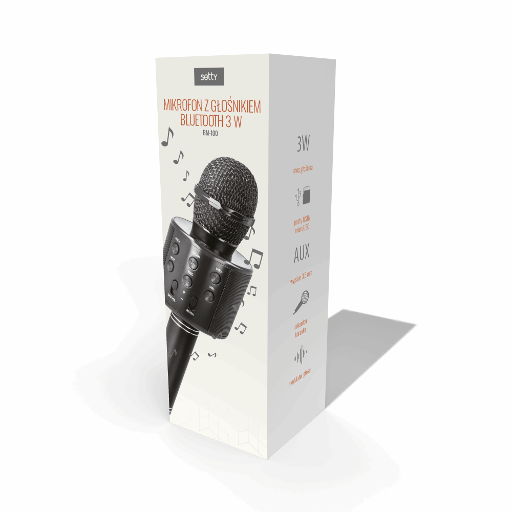 Setty BM-100 Bluetooth Karaoke Mikrofon mit 3W Lautsprecher Schwarz - MIZO.at
