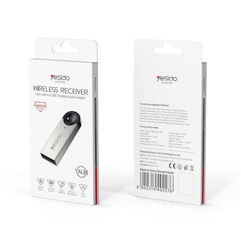 YESIDO YAU81 Bluetooth 5.0 Transmitter USB-A Adapter Silber - MIZO.at
