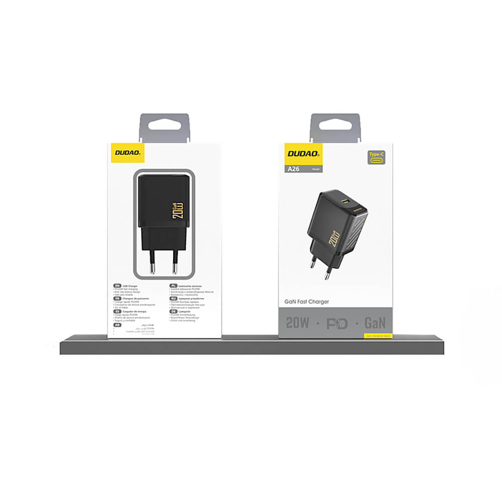 Dudao A26 20W GaN USB-C PD Schnellladegerät Schwarz - MIZO.at