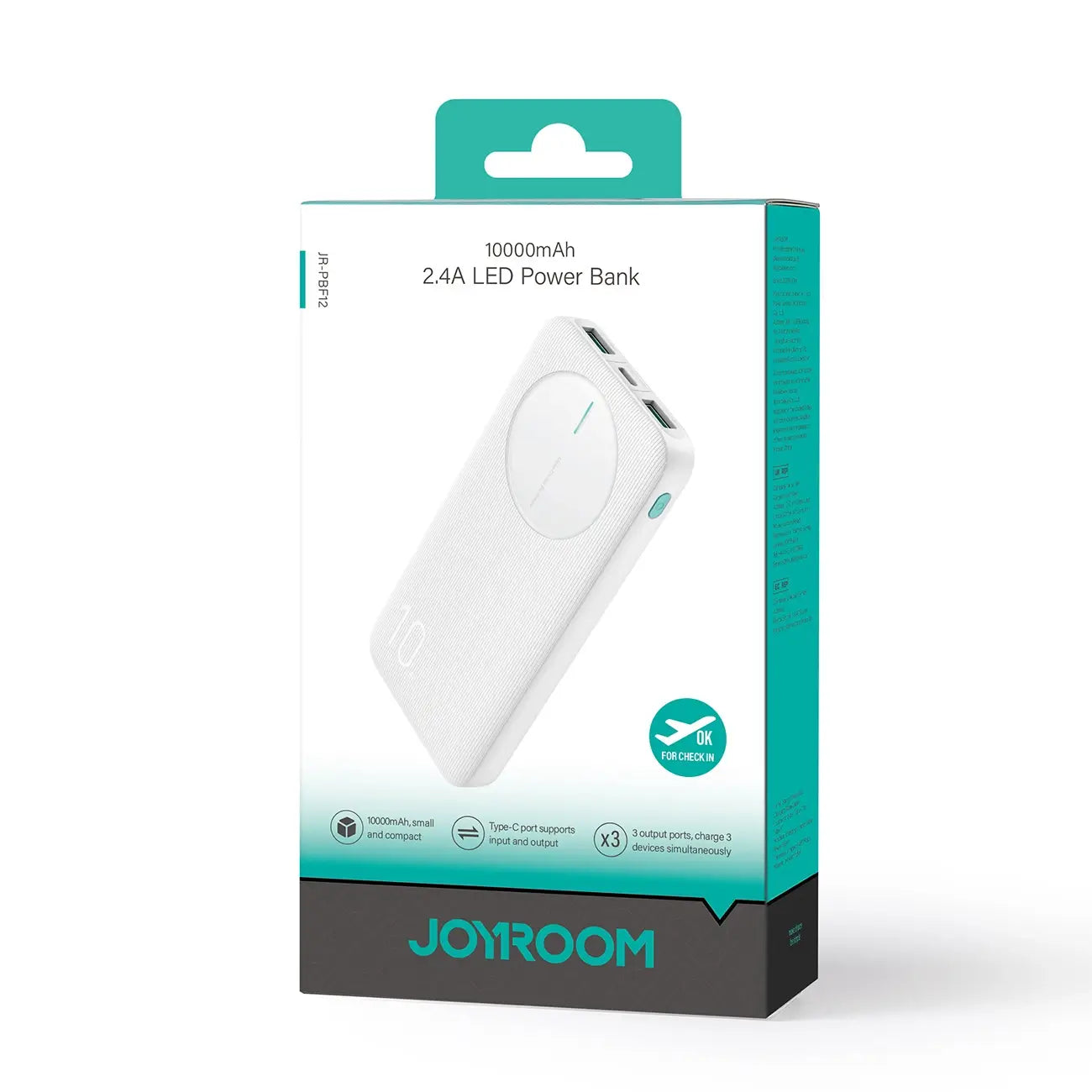 Joyroom JR-PBF12 Powerbank 10000mAh Weiß – 12W Dual USB - MIZO.at