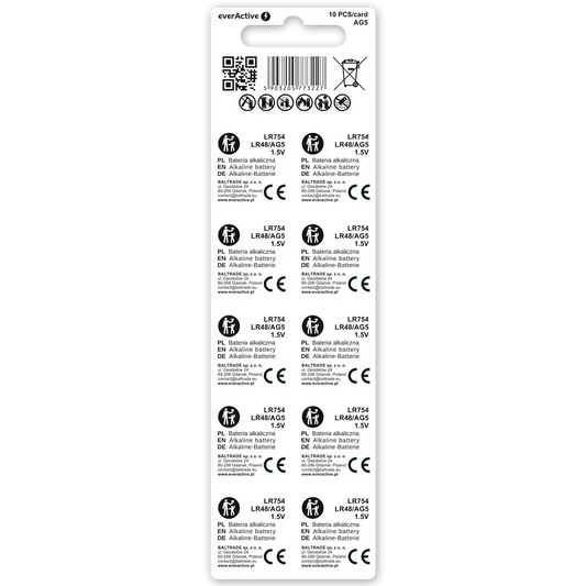 everActive AG5 LR754 Alkaline Knopfzellen 10er Pack Mercury Free - MIZO.at