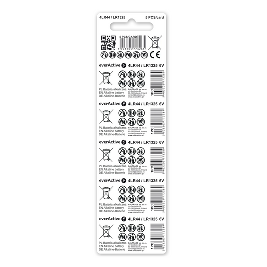 5er Pack everActive 4LR44 / LR1325 / 544A Alkaline Batterie 6V - MIZO.at