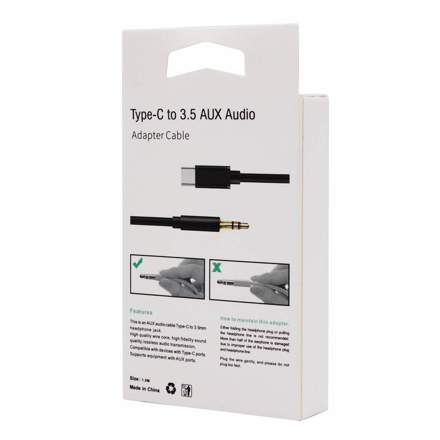 USB-C auf 3,5 mm AUX-Kabel Adapter – Weiß - MIZO.at