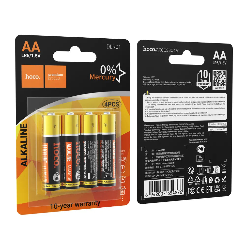 4er Pack Hoco DLR01 AA Alkaline Batterien 1,5 V - MIZO.at