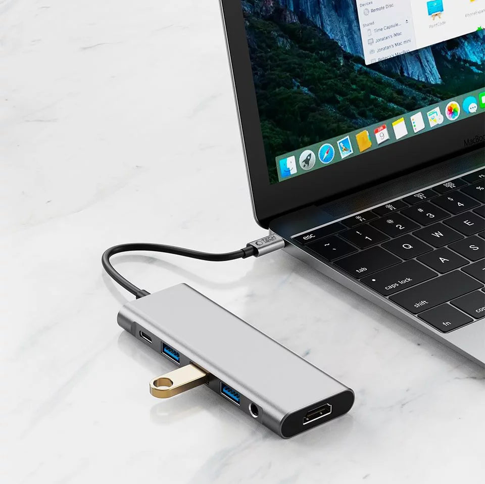 Tech-Protect HB04 9-in-1 USB-C Hub - 4K HDMI PD 100W Space Grau - MIZO.at