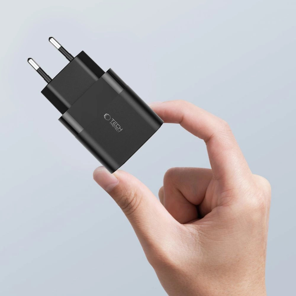 Tech-Protect C30W USB-C PD 30W / USB-A QC 3.0 Ladegerät – Schwarz - MIZO.at